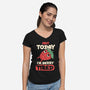 Berry Tired Funny Strawberry-Womens-V-Neck-Tee-tobefonseca