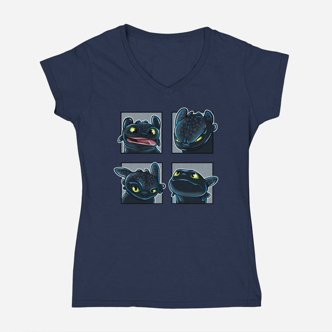 Dragon Emotions-Womens-V-Neck-Tee-nickzzarto