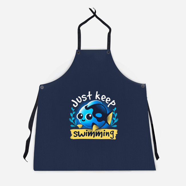 Cute Just Keep Swimming-Unisex-Kitchen-Apron-NemiMakeit