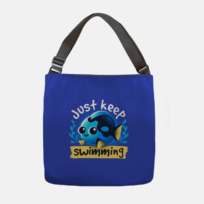 Cute Just Keep Swimming-None-Adjustable Tote-Bag-NemiMakeit