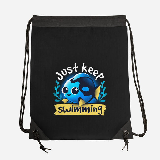 Cute Just Keep Swimming-None-Drawstring-Bag-NemiMakeit