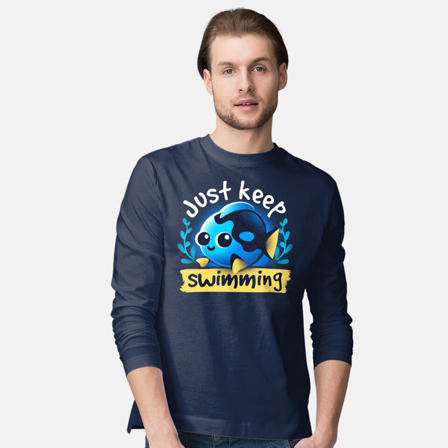 Cute Just Keep Swimming-Mens-Long Sleeved-Tee-NemiMakeit