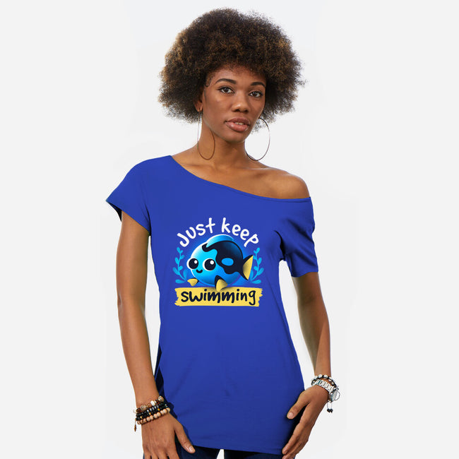 Cute Just Keep Swimming-Womens-Off Shoulder-Tee-NemiMakeit