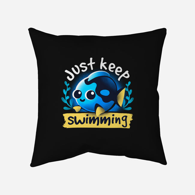 Cute Just Keep Swimming-None-Non-Removable Cover w Insert-Throw Pillow-NemiMakeit