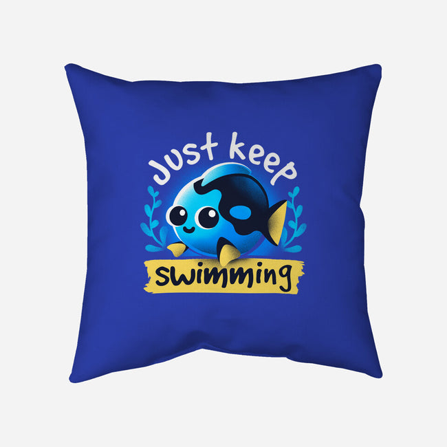 Cute Just Keep Swimming-None-Non-Removable Cover w Insert-Throw Pillow-NemiMakeit