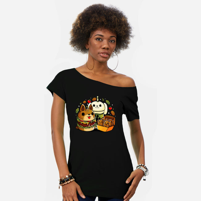 Dog Menu-Womens-Off Shoulder-Tee-Vallina84