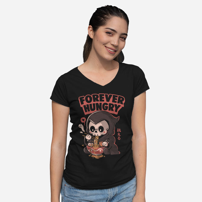 Forever Hungry-Womens-V-Neck-Tee-eduely