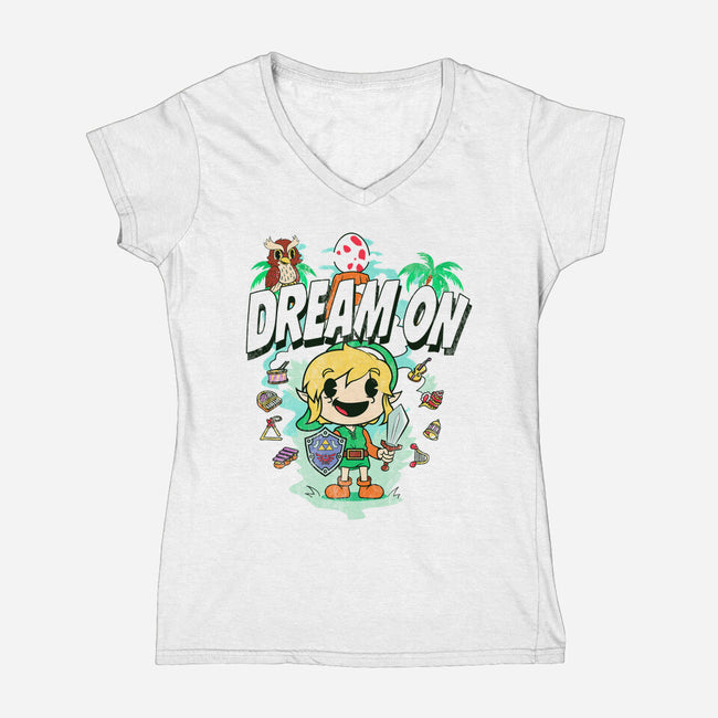 Awakening Retro Cartoon-Womens-V-Neck-Tee-Donnie