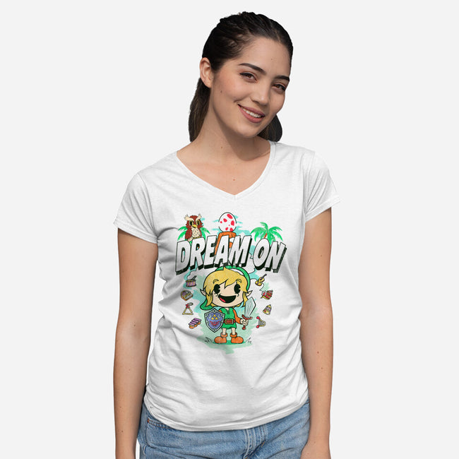 Awakening Retro Cartoon-Womens-V-Neck-Tee-Donnie