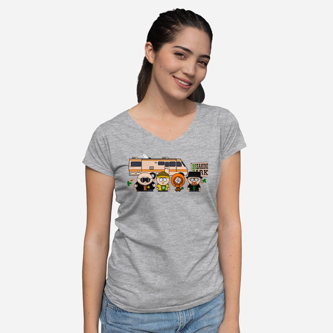 Breaking Park-Womens-V-Neck-Tee-Donnie