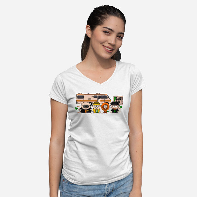 Breaking Park-Womens-V-Neck-Tee-Donnie