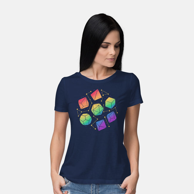 Rainbow Galaxy DND Dice-Womens-Basic-Tee-xMorfina