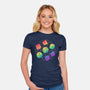 Rainbow Galaxy DND Dice-Womens-Fitted-Tee-xMorfina