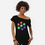 Rainbow Galaxy DND Dice-Womens-Off Shoulder-Tee-xMorfina