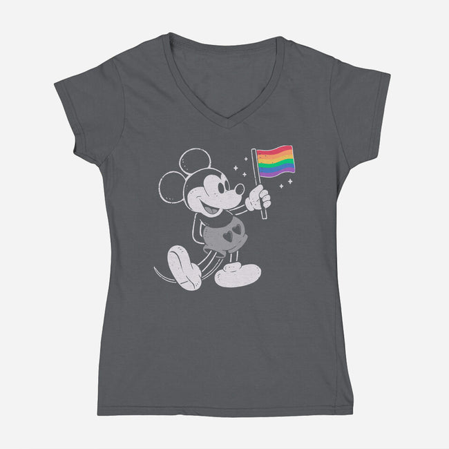 Mickey Pride-Womens-V-Neck-Tee-xMorfina