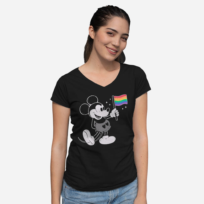 Mickey Pride-Womens-V-Neck-Tee-xMorfina