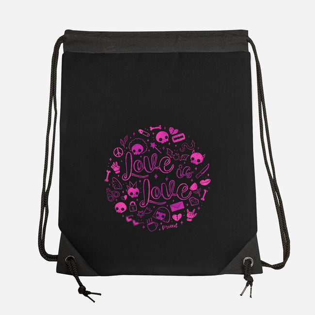 Love Is Love Pink Skulls-None-Drawstring-Bag-xMorfina