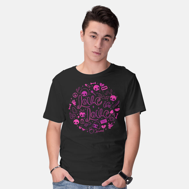 Love Is Love Pink Skulls-Mens-Basic-Tee-xMorfina