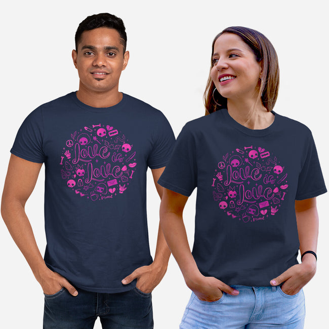 Love Is Love Pink Skulls-Unisex-Basic-Tee-xMorfina