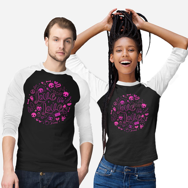 Love Is Love Pink Skulls-Unisex-Baseball-Tee-xMorfina