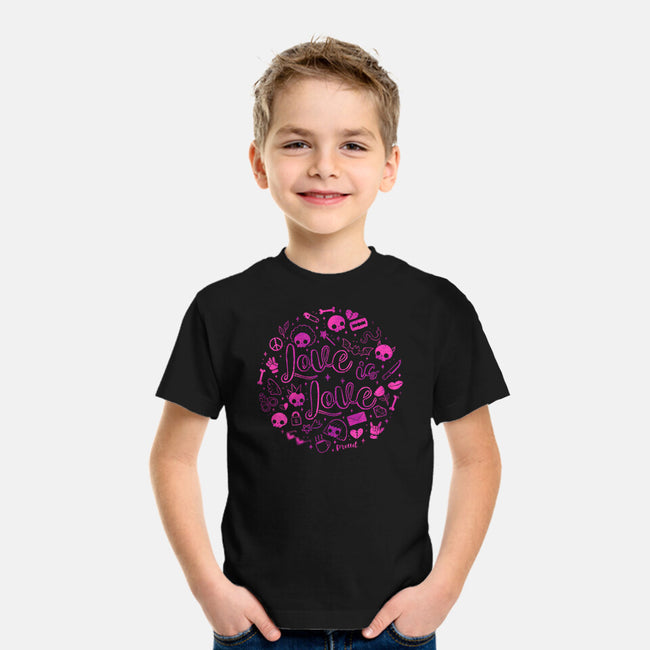 Love Is Love Pink Skulls-Youth-Basic-Tee-xMorfina