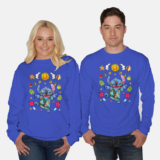 Ohana Stitch Summer-Unisex-Crew Neck-Sweatshirt-JamesQJO