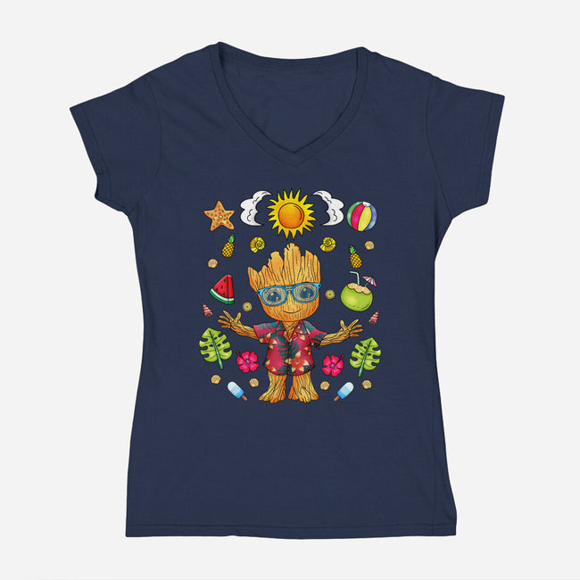 I'm Groot Summer-Womens-V-Neck-Tee-JamesQJO