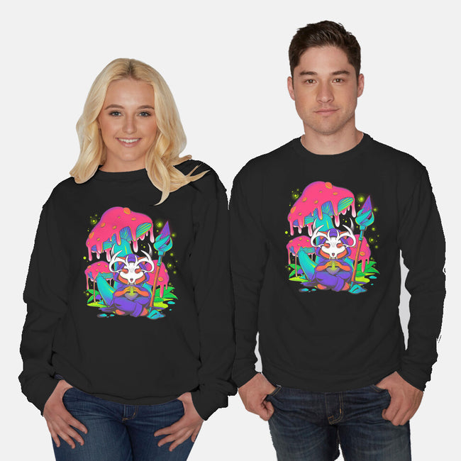 Mushroom Underworld Fox-Unisex-Crew Neck-Sweatshirt-ellr