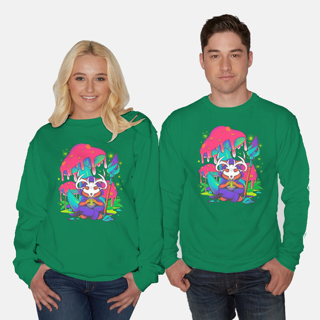 Mushroom Underworld Fox-Unisex-Crew Neck-Sweatshirt-ellr