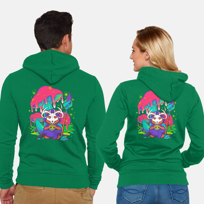 Mushroom Underworld Fox-Unisex-Zip-Up-Sweatshirt-ellr