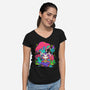 Mushroom Underworld Fox-Womens-V-Neck-Tee-ellr