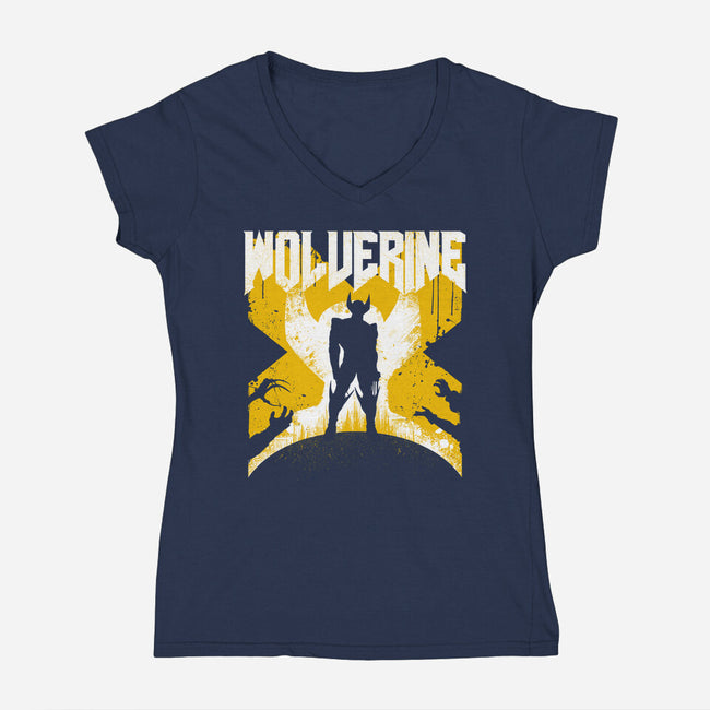 Wolv 92-Womens-V-Neck-Tee-rocketman_art