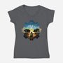 Fallout Landscape-Womens-V-Neck-Tee-dandingeroz