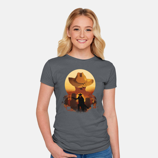 Wasteland Sunset-Womens-Fitted-Tee-dandingeroz