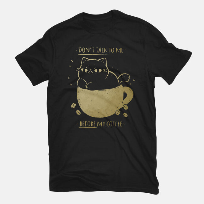 Angry Cat Before Coffee-Unisex-Basic-Tee-xMorfina