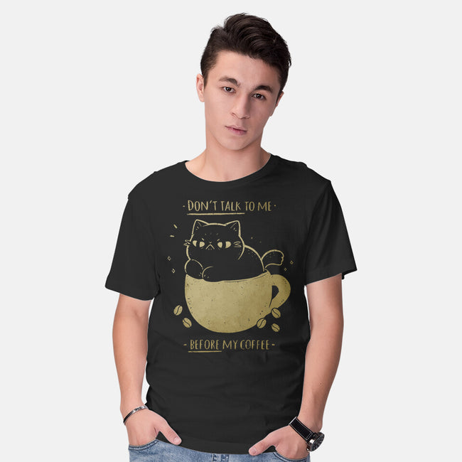 Angry Cat Before Coffee-Mens-Basic-Tee-xMorfina