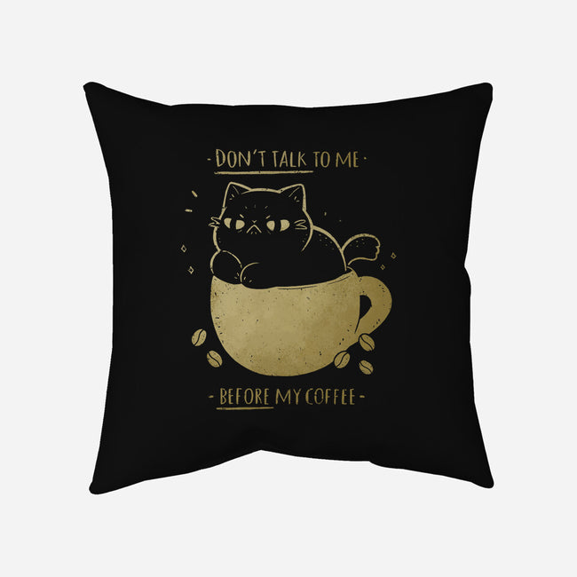Angry Cat Before Coffee-None-Removable Cover-Throw Pillow-xMorfina