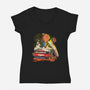 70s VHS Horror Cult-Womens-V-Neck-Tee-Green Devil