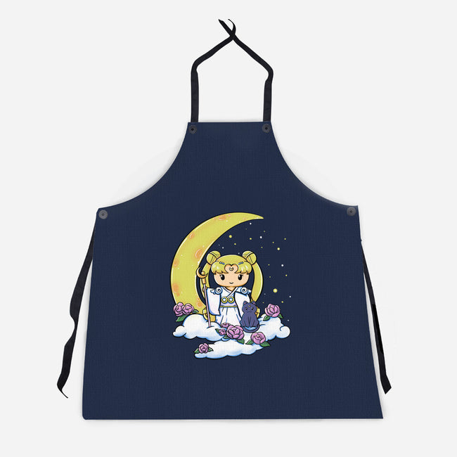 Kokeshi Moon Princess-Unisex-Kitchen-Apron-ellr