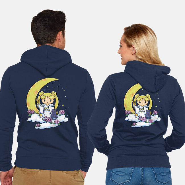 Kokeshi Moon Princess-Unisex-Zip-Up-Sweatshirt-ellr