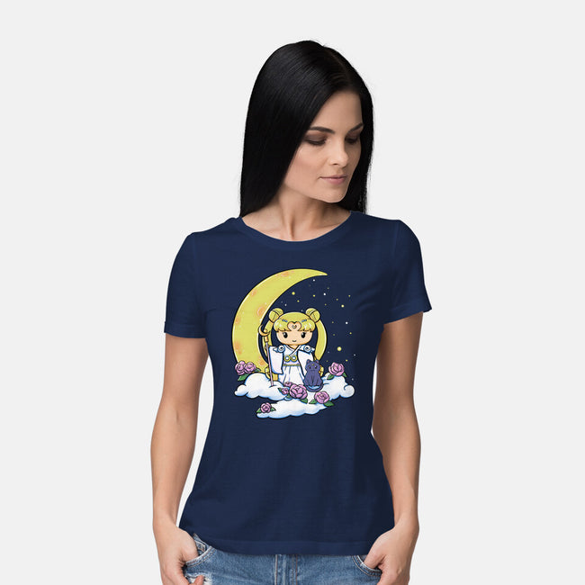 Kokeshi Moon Princess-Womens-Basic-Tee-ellr