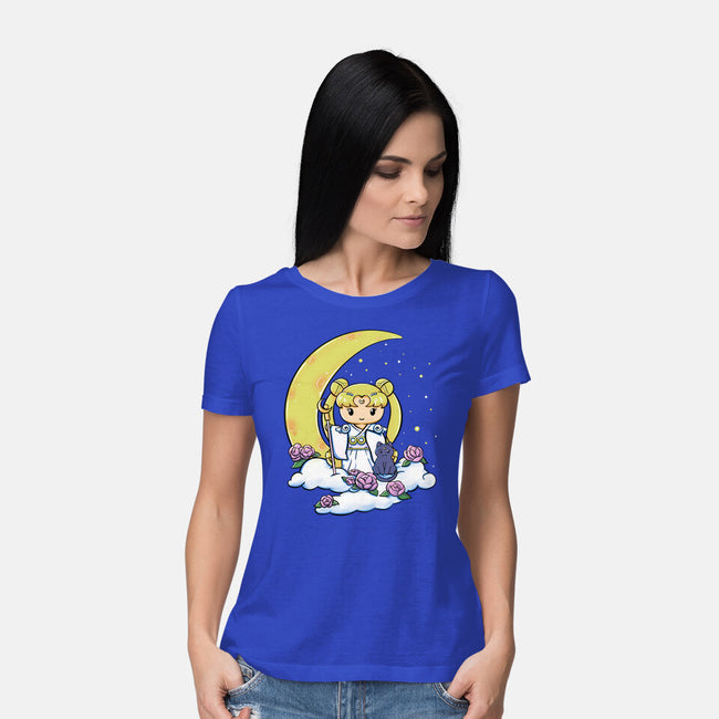 Kokeshi Moon Princess-Womens-Basic-Tee-ellr