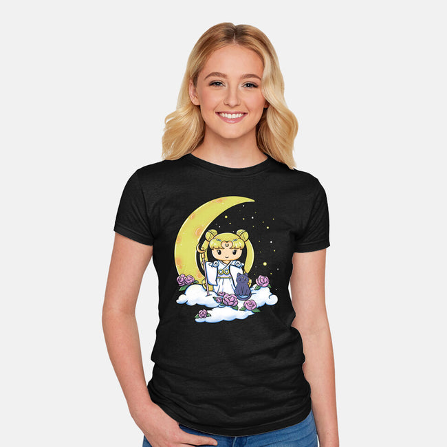 Kokeshi Moon Princess-Womens-Fitted-Tee-ellr