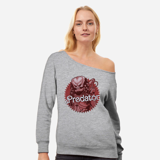 Predator-Womens-Off Shoulder-Sweatshirt-Astrobot Invention