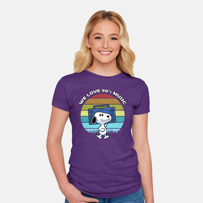 We Love 90s Music-Womens-Fitted-Tee-Astrobot Invention