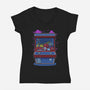 Retro Games Claw Machine-Womens-V-Neck-Tee-Astrobot Invention