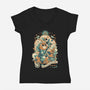 Neko's Awakening-Womens-V-Neck-Tee-ilustrata