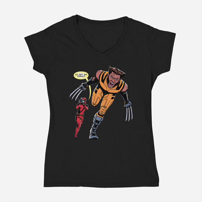 Go Get Em Peanut-Womens-V-Neck-Tee-jmcg