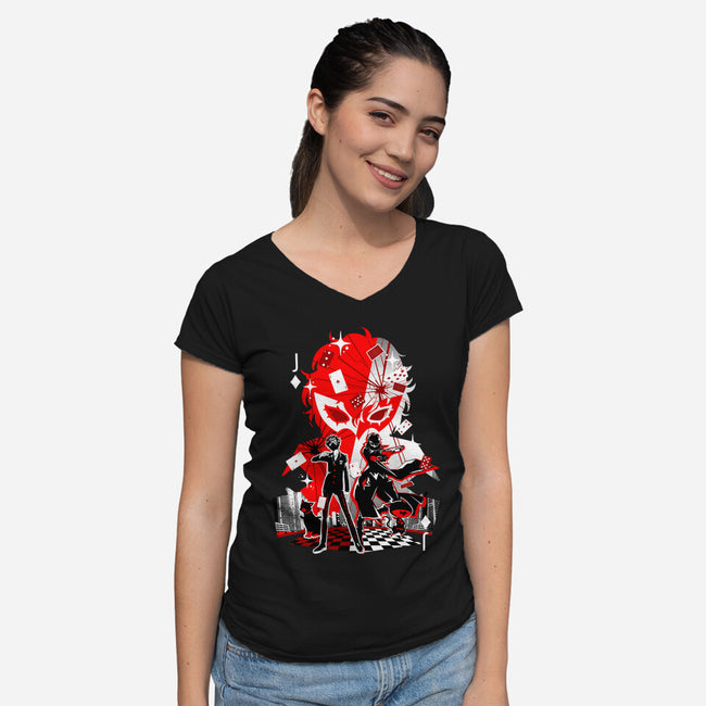 The Trickster-Womens-V-Neck-Tee-hypertwenty