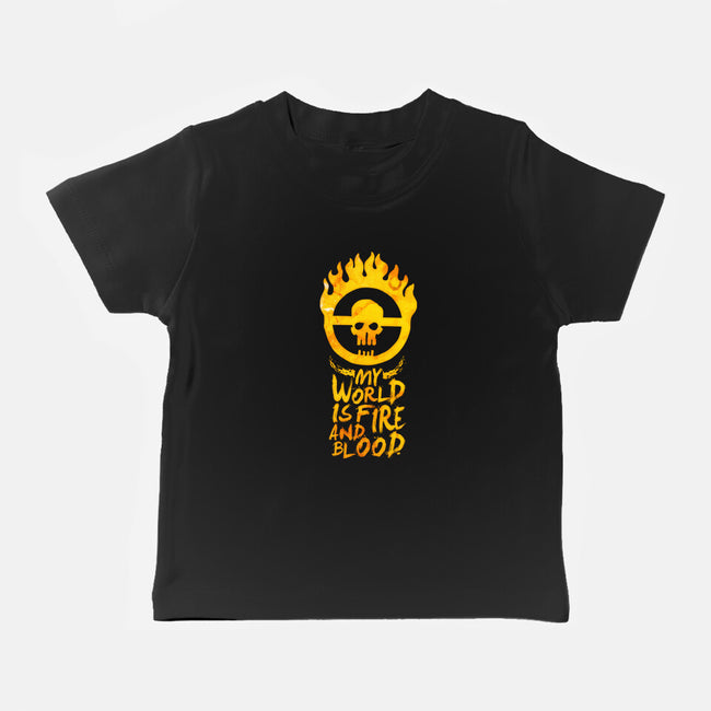 My World Is Fire-Baby-Basic-Tee-demonigote